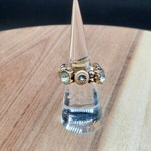 Gold-tone Stretch Band Crystal Rhinestones Ring